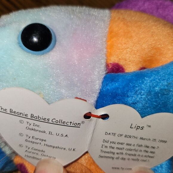 Beanie Baby ‘Lips’ The Fish | Rare Vintage Plush Collector Toy - Picture 2 of 6